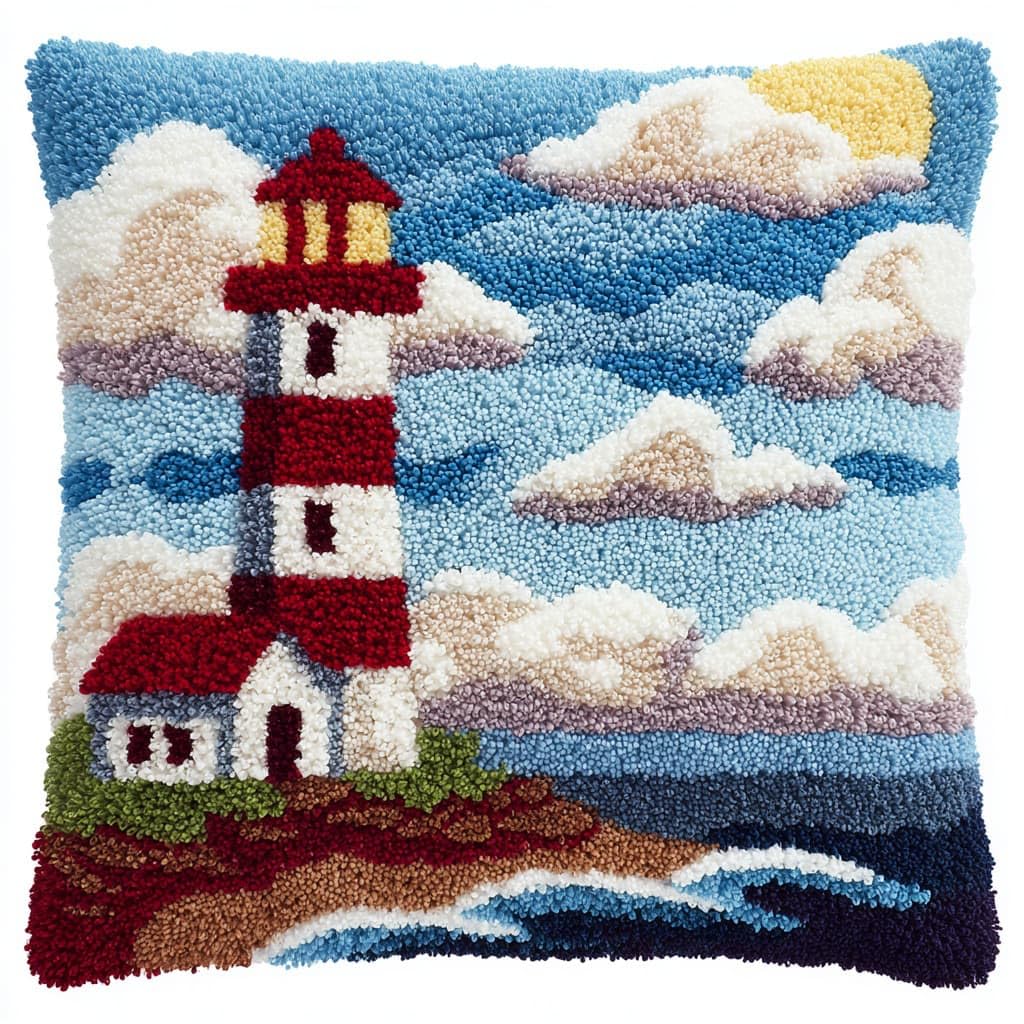 Henypt DIY Latch Hook Cushions Kits, Lighthouse