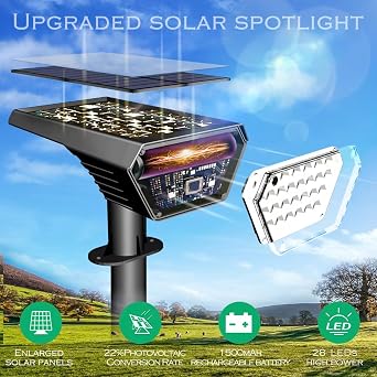 6 Pack Solar Spot Lights Outdoor,Auto On/Off Solar Lights Outdoor Waterproof IP65,2-in-1 Solar Powered Outdoor Landscape Lighting,Solar Lights for Outside Yard Garden Pathway (Warm White [Energy Class A+++]