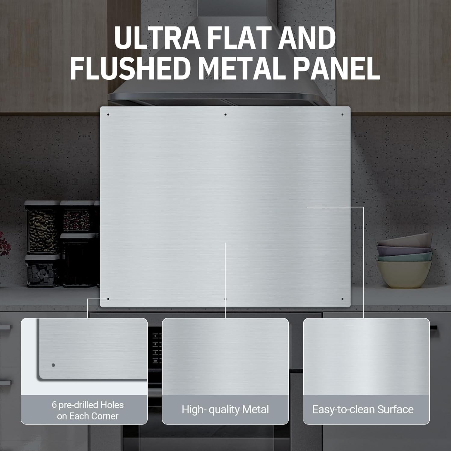 EKON Stainless Steel Backsplash 24 x 30 Inch Wall Shield for Kitchen Easy Clean And Installation with Built-in Storage Shelf and Hanging Rack