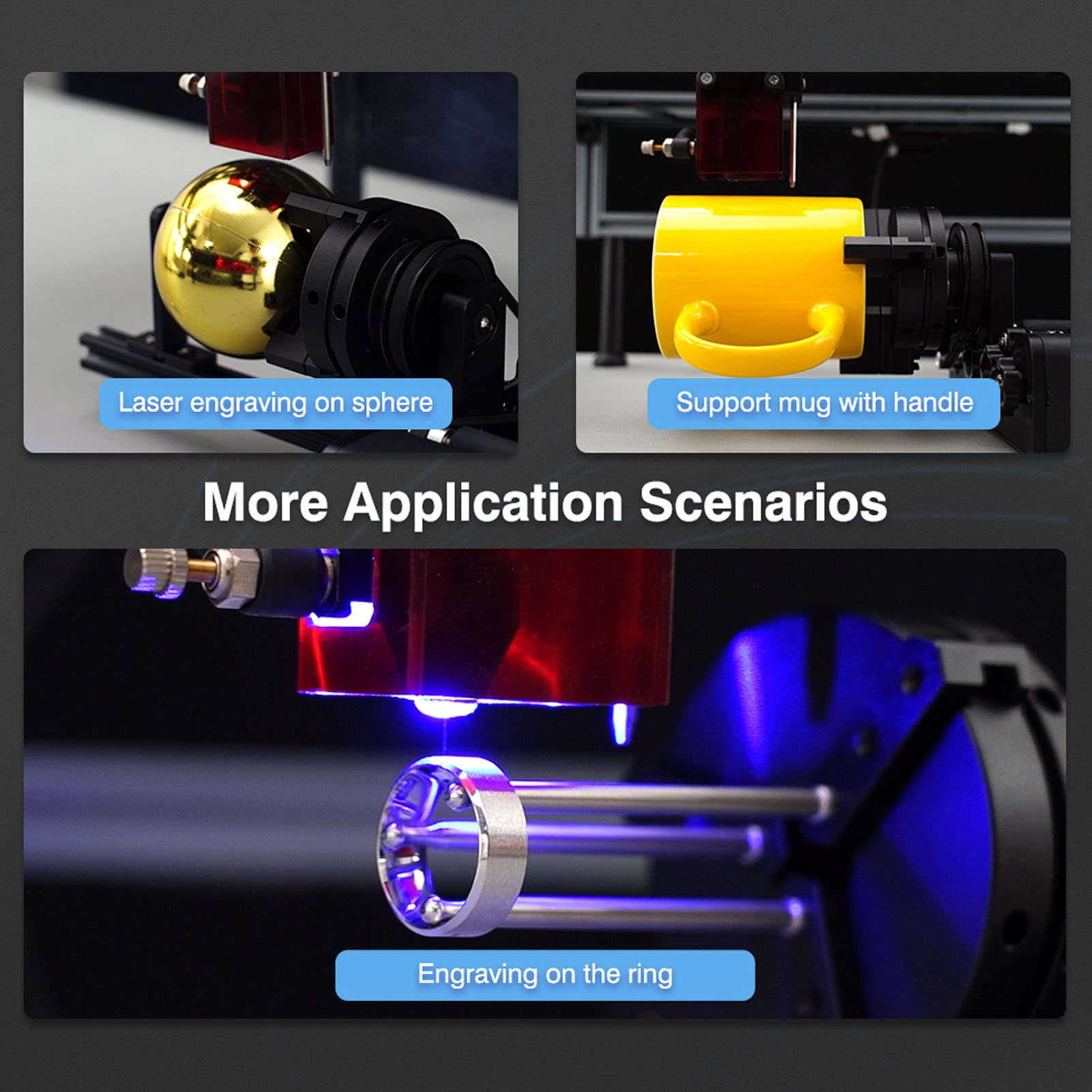 Modulo Rotante Per Incisore Laser - TR2 Pro Attacco Rotante 4 in 1, Incisione di Oggetti Cilindrici, Strumento Per Incidere Tumbler E Anelli, Macchina Per Incidere Laser Per TTS-25, TTS-55