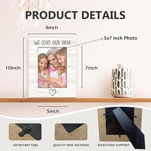 Miniatura 7 de Yaya Gifts - Marco de fotos de 5 x 7 pulgadas, marco de fotos YayaGrandma de Navidad, Día de la Madre, regalo de cumpleaños para YayaGrandma de