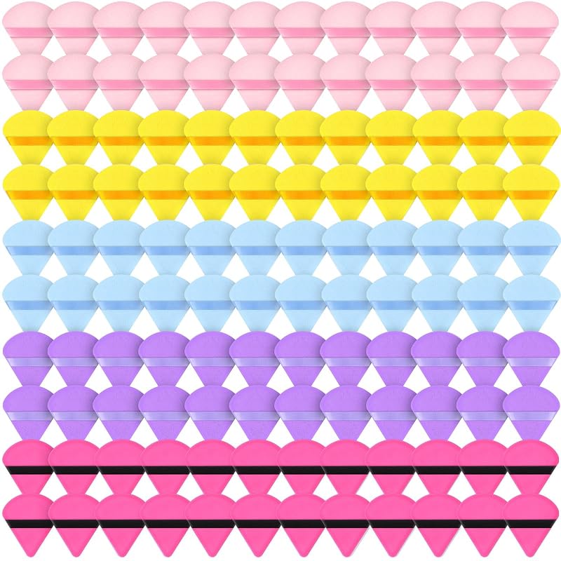 Puffs triangulares para pó Skylety, 120 unidades, 5 cores
