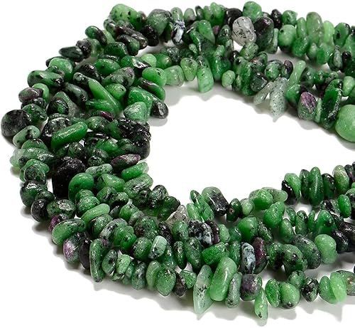 PLTbeads Cuentas de piedras preciosas de zoisita de rubí natural de 0.276-0.315 in, cristales curativos, pulseras de cintura, kit de collar, piedra