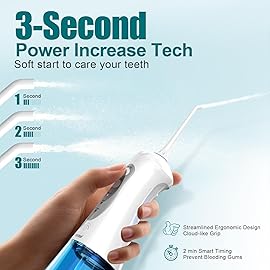 Nicefeel Water Dental Flosser Teeth Pick - Fast Charge Cordless Teeth Cleaner, 3 Modes Portable Oral Irrigator, IPX7 Waterproof Electric Water Dental Flosser for Tonsil Stone, 300ML Tank