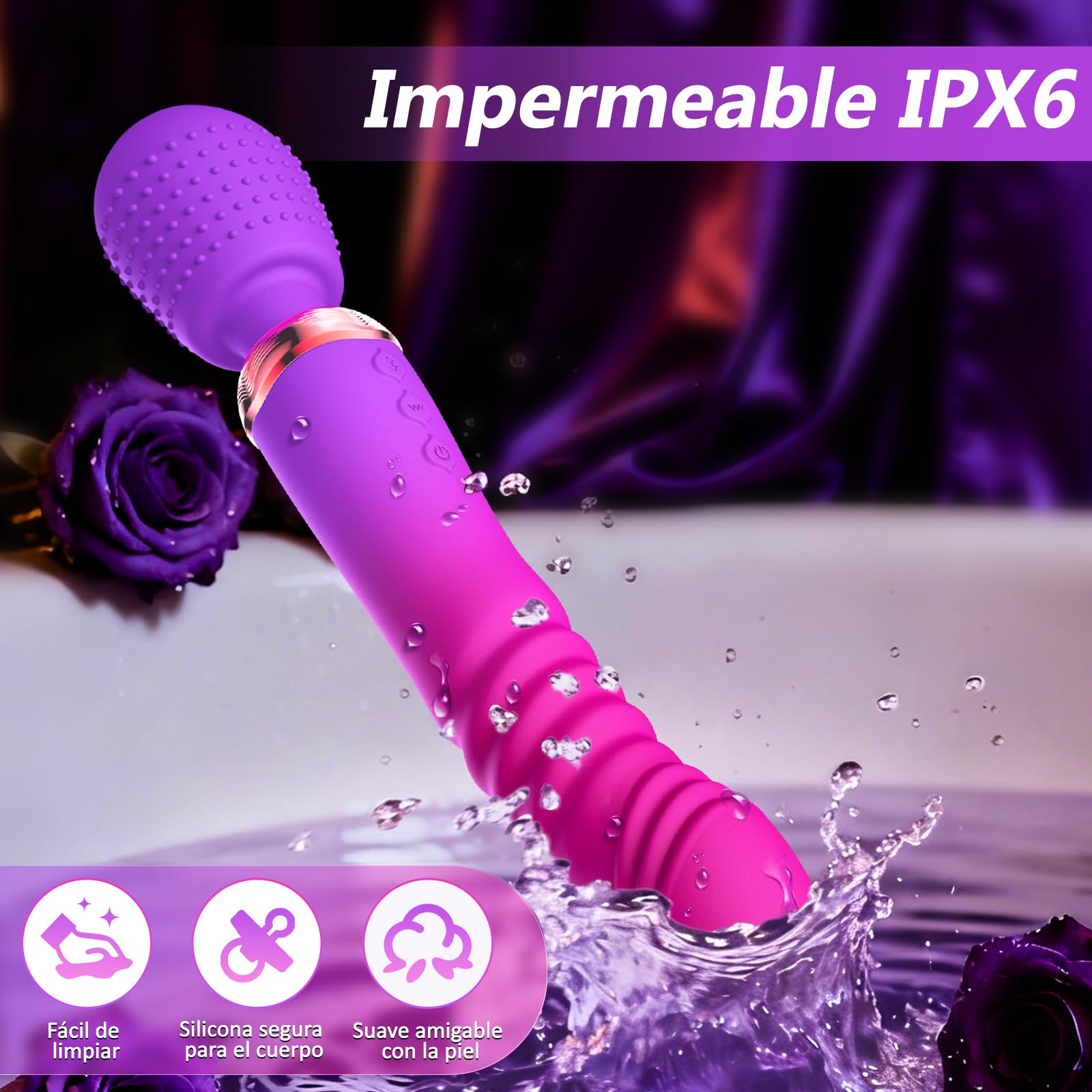Varita Vibradora Masajeadora Telescópica Dildo, Vibradorador mujer Juguetes Eróticos con 10+5 Vibración & Calefacción, Vibrator Juguetes Eróticos para Pareja Sexuales Vibradorador Clítoris Punto G