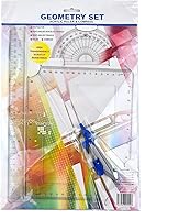 Vista 2 de Coopay Juego de reglas de plástico para herramientas de geometría matemática de 12 pulgadas, incluye regla recta, regla triangular, transportador