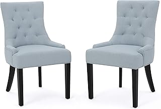 Christopher Knight Home Hayden Fabric Dining Chairs, 2-Pcs Set, Wood, Light Sky