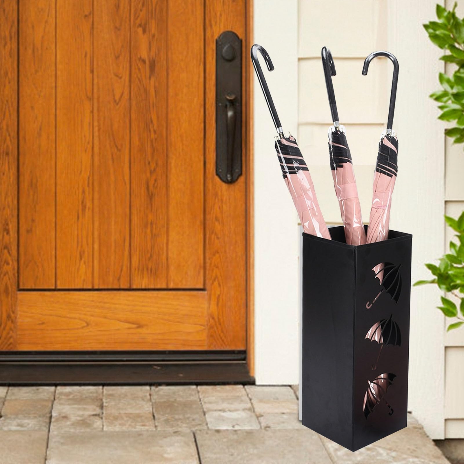 Fabater Portaombrelli in Metallo, Design Compatto, Portaombrelli Quadrato Stile Semplice per Casa, Ingresso, Ufficio, Hotel e Supermercato