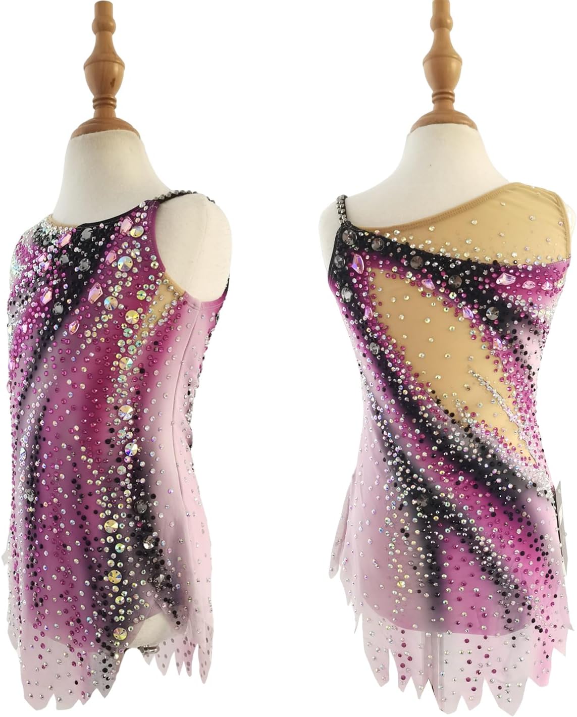 LIUHUO Gymnastics Costumes Women Girls Pink Spandex Figure Competition Sleeveless Rhythmic Gymnastics leotard