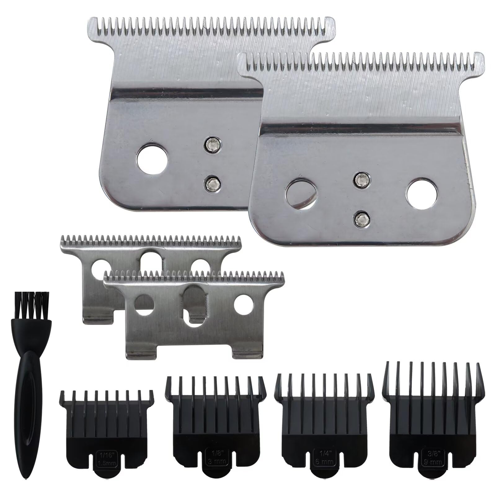 BGEHHCY 2 Pack T Liner Clipper and Trimmer Blades Replacement for Andis GTX, GTO, GO, SL and SLS Models - Silver