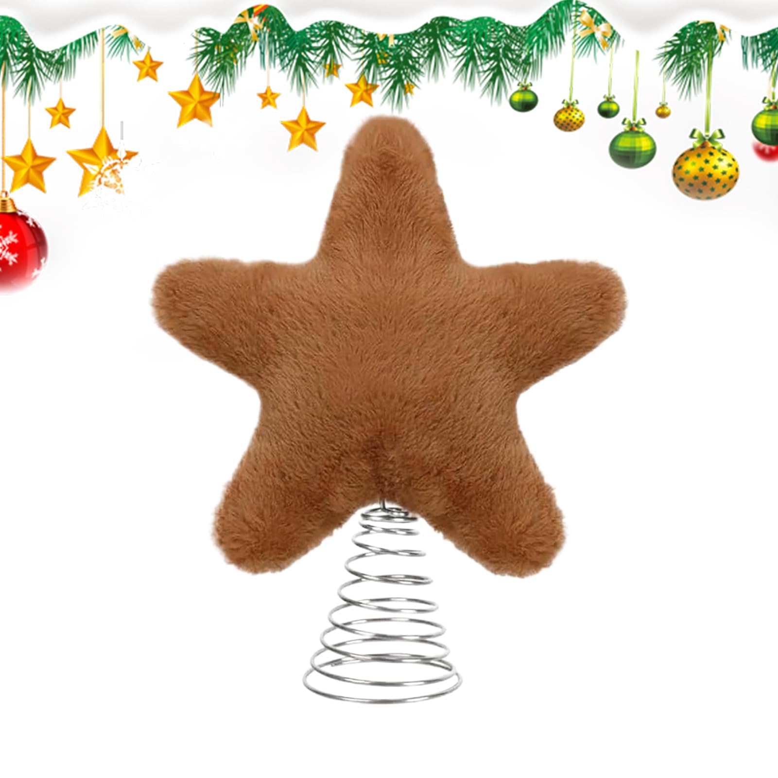 Étoile de sapin de Noël en métal avec ressort flexible pour cime de sapin traditionnel