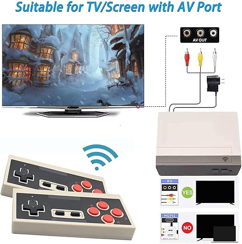 Vista 3 de Wireless Retro Game Console, Classic Mini TV Gaming Console, Built-in 620 Video Games with 2 Wireless Controllers, AV Output 8-Bit Game System