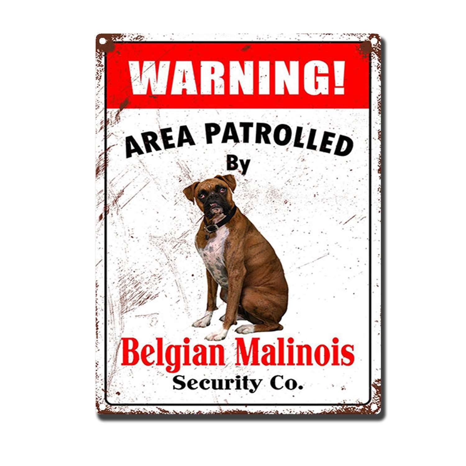 Vintagemetal SignWarning Area Patrolled by Belgian Restoring Ancient Ways Garage Home Cafe Bar Farm Wall Bathroom Decor The Mural 12x16inch-Tin Sign