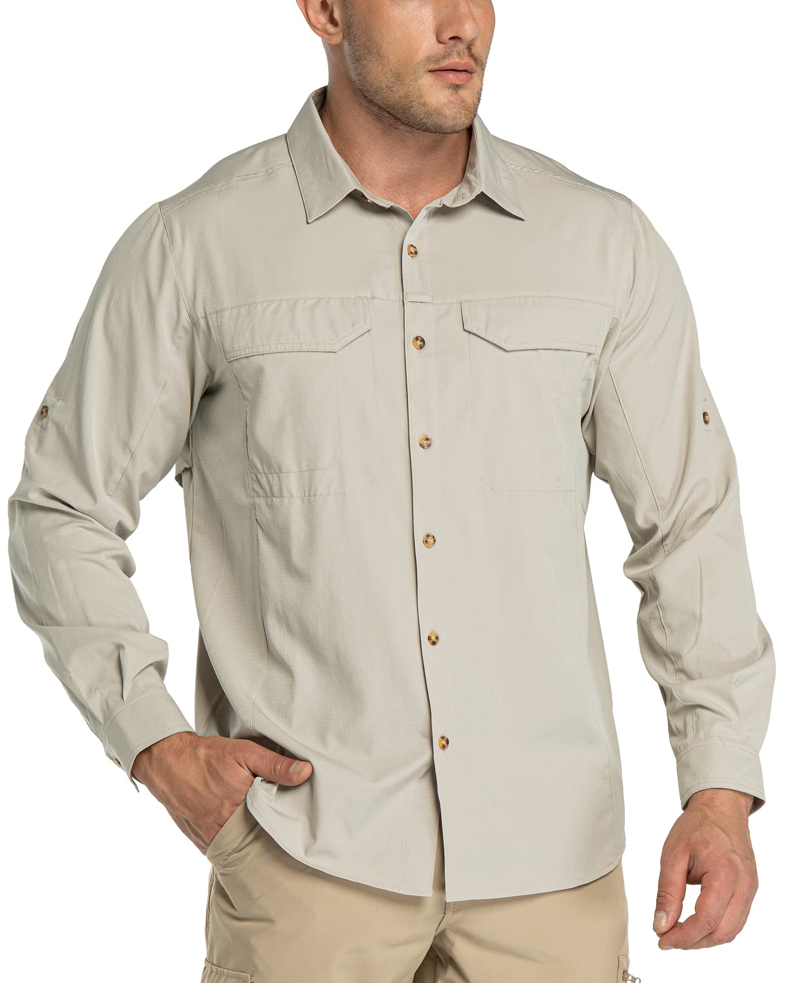 Chemise fonctionnelle UPF50+ pour homme 33,000ft - Protection UV - Manches longues - Respirant - Chemise boutonnée
