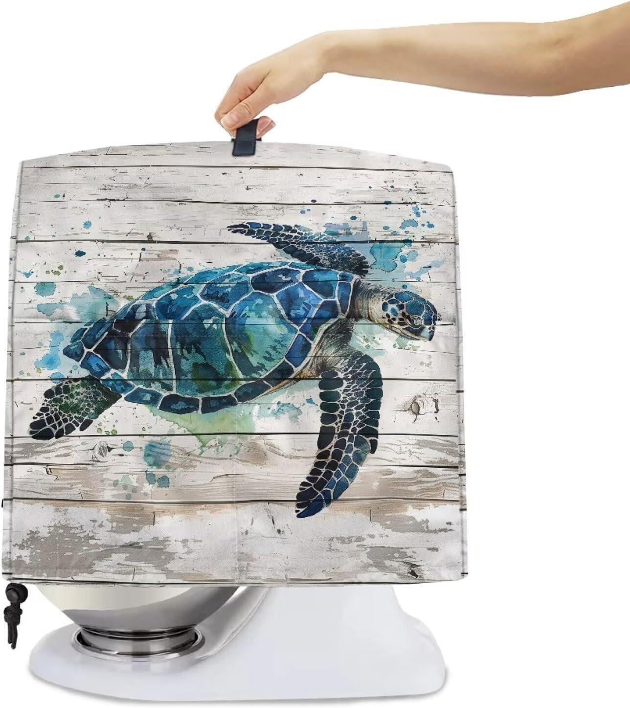 Kitchen Mixer Cover Waterproof Stand Mixer Cover Kitchen Appliance Organizer Bag Cover with Front Pockets Keep Kitchen Mixer Clean for 6-8 Quart Standing Mixer, Sea Turtle Wood Grain image 4