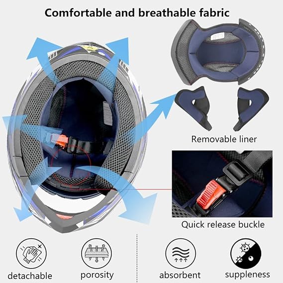 Motorbike Bluetooth Modular Helmet Full Face Flip Up Helmets Double Visor Integrated Helmet with High Strength Shell for Adult Men Women 03,M