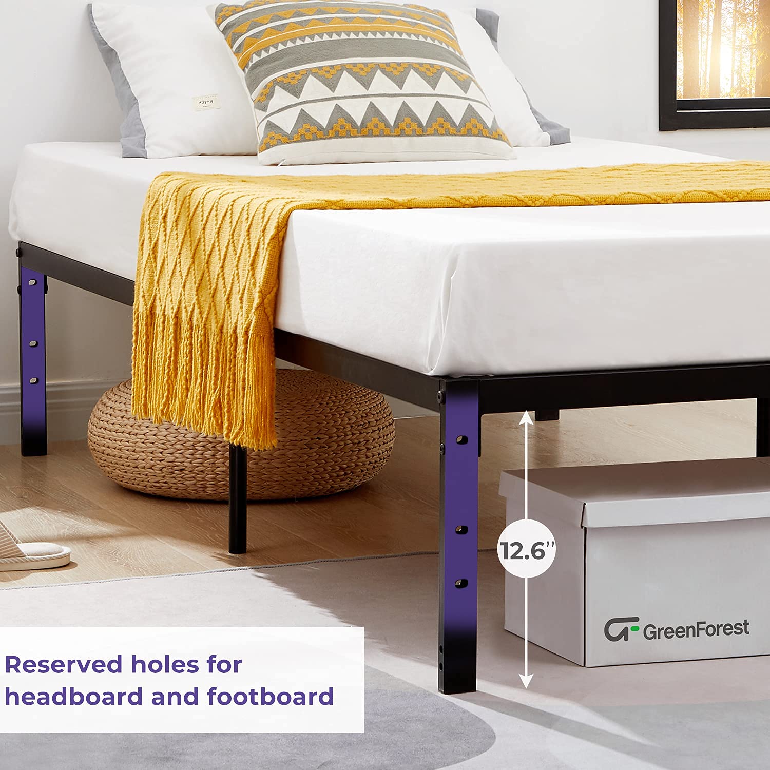 Amazon.com: GreenForest Bed Frame Queen Size Metal Platform Bed No