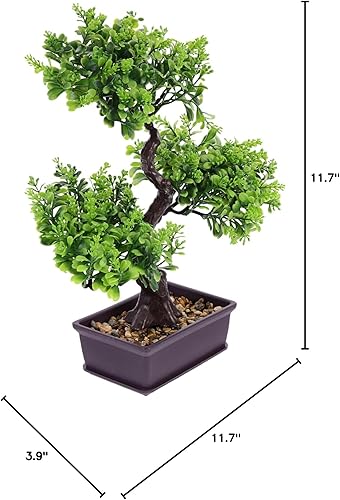 Vista 10 de TEHAUX Árbol bonsái artificial, verde, plástico, 15.17 oz