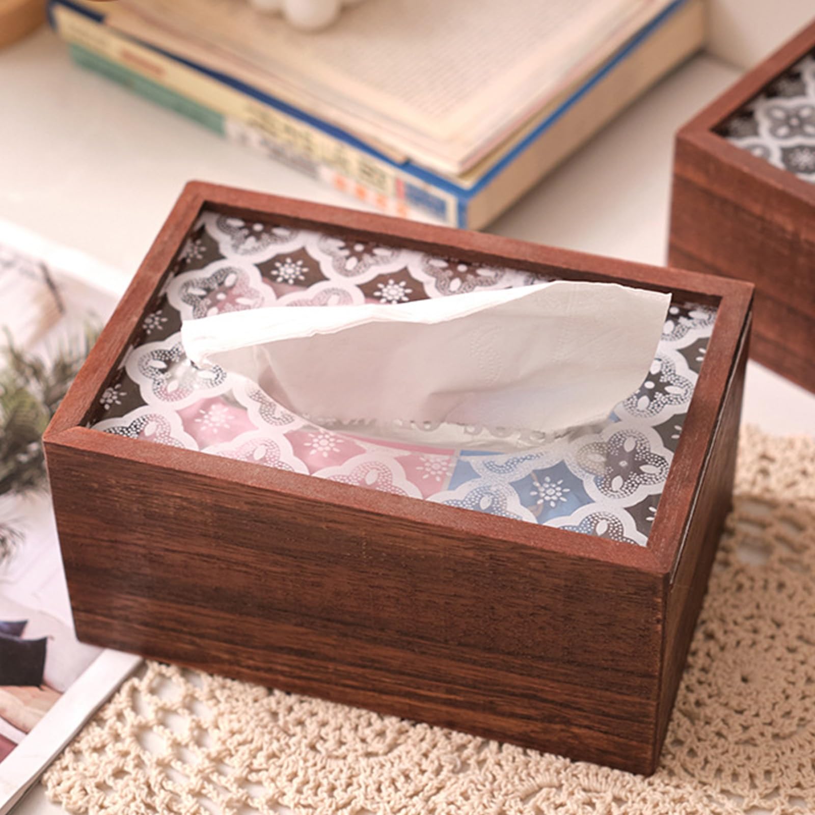 1 Stück Karton Pappschachtel Aus Massivholz Toilettenpapier Box Dekorativer Gast Kosmetiktücher Retro Tissue Box Taschentuchhalter Fürs Auto Hölzern Büro Holz Abdecken Wagen(10 * 20 * 13cm)