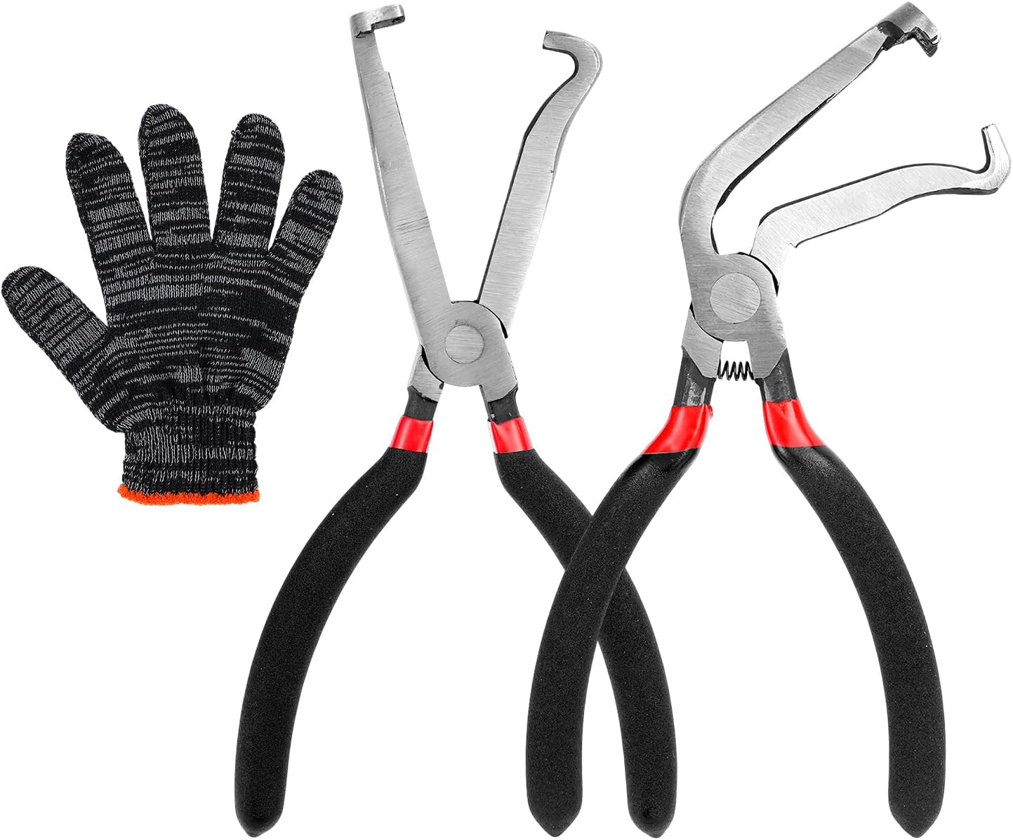 Electrical Connector Pliers, Electrical Disconnect Plier for Cars, Straight and 60°Bend Fuel Line Pliers with Anti-Slip Grip, Fuel Line Disconnect Tool Set for Air Flow Sensors Fuel Injectors (Red)
