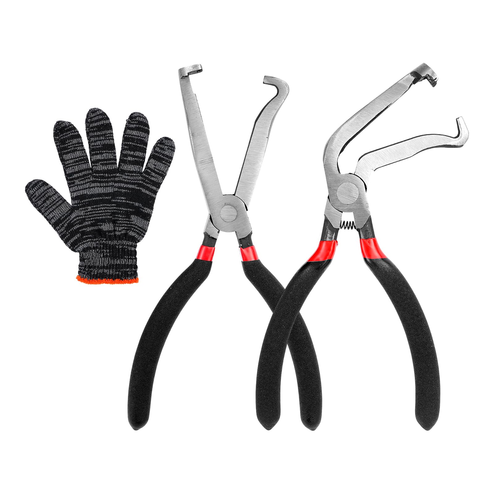 Electrical Connector Pliers, Electrical Disconnect Plier for Cars, Straight and 60°Bend Fuel Line Pliers with Anti-Slip Grip, Fuel Line Disconnect Tool Set for Air Flow Sensors Fuel Injectors (Red)