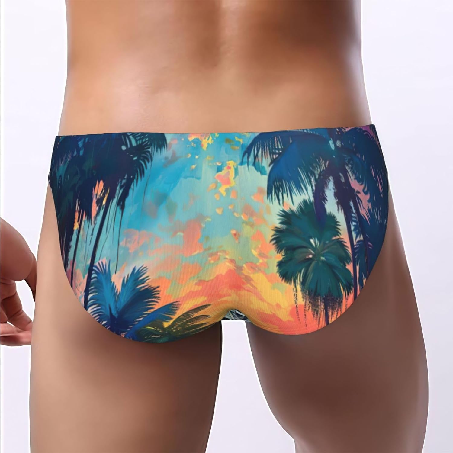 Tropical Sunset Print Mens Bikini Briefs Bulge Pouch Underwear