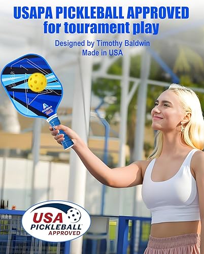 Miniatura 4 de Pickleball Paddles Set of 2, 2025 USAPA Approved Pickleball Set, Fiberglass Pickle Ball Rackets 2 Pack, Lightweight & Durable, Includes 4 Balls & 1