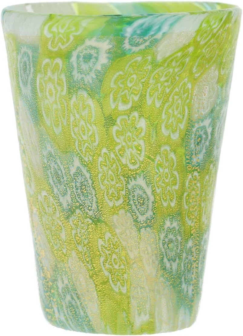 Glass Of Venice Murano Glass Millefiori Shot Glass - Green Gold