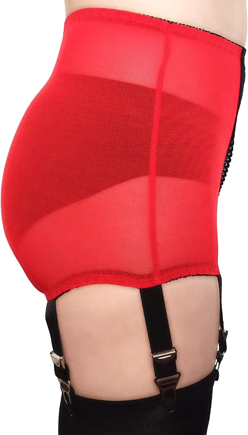 Womens High Waist Non-slip Adjustable Metal 6 Straps Open Crotch Shorts Garter Belt