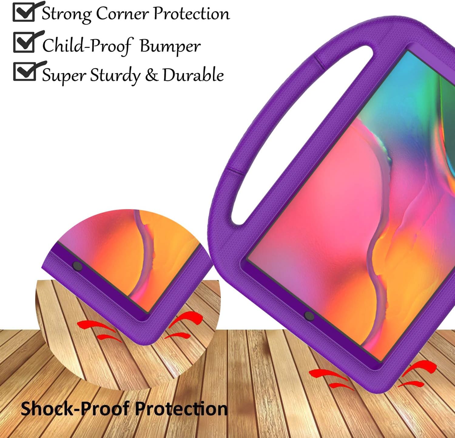 LTROP Kids Case for Samsung Galaxy Tab A 10.1 (2019) SM-T510/T515, Shockproof Light Weight Protective Convertible Handle Stand Kids Proof Case for Galaxy Tab A 10.1 Tablet 2019 SM-T510/T515 - Purple