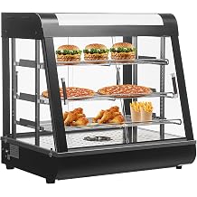 27-inch Food Warmer Display Hot Food Countertop Case Commercial Buffet Restaurant Heated Warmer w/ 3D Heating with LED Lighting 3-Tier Food Showcase for Catering Pizza