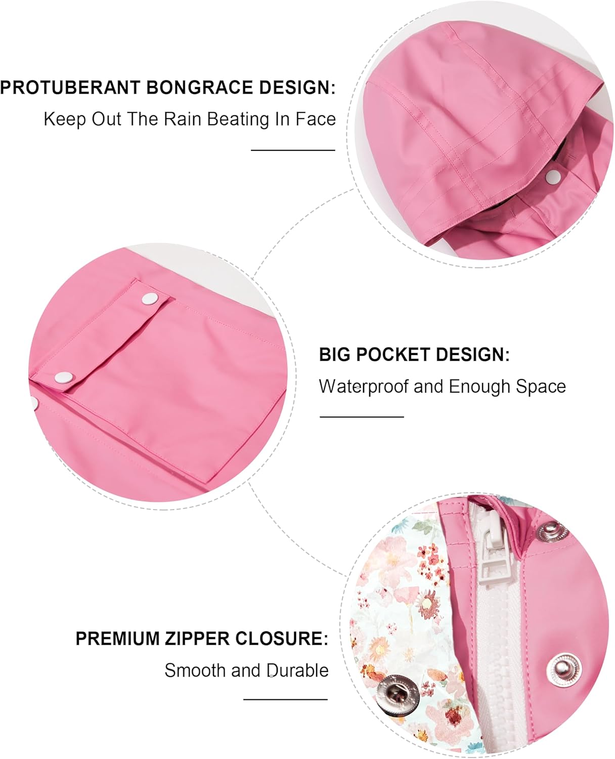 SOLOCOTE Kids Rain Jacket Hooded Lined Rubber RainCoats for Girls Boys Waterproof Windproof Size 5-14Y - Image 6