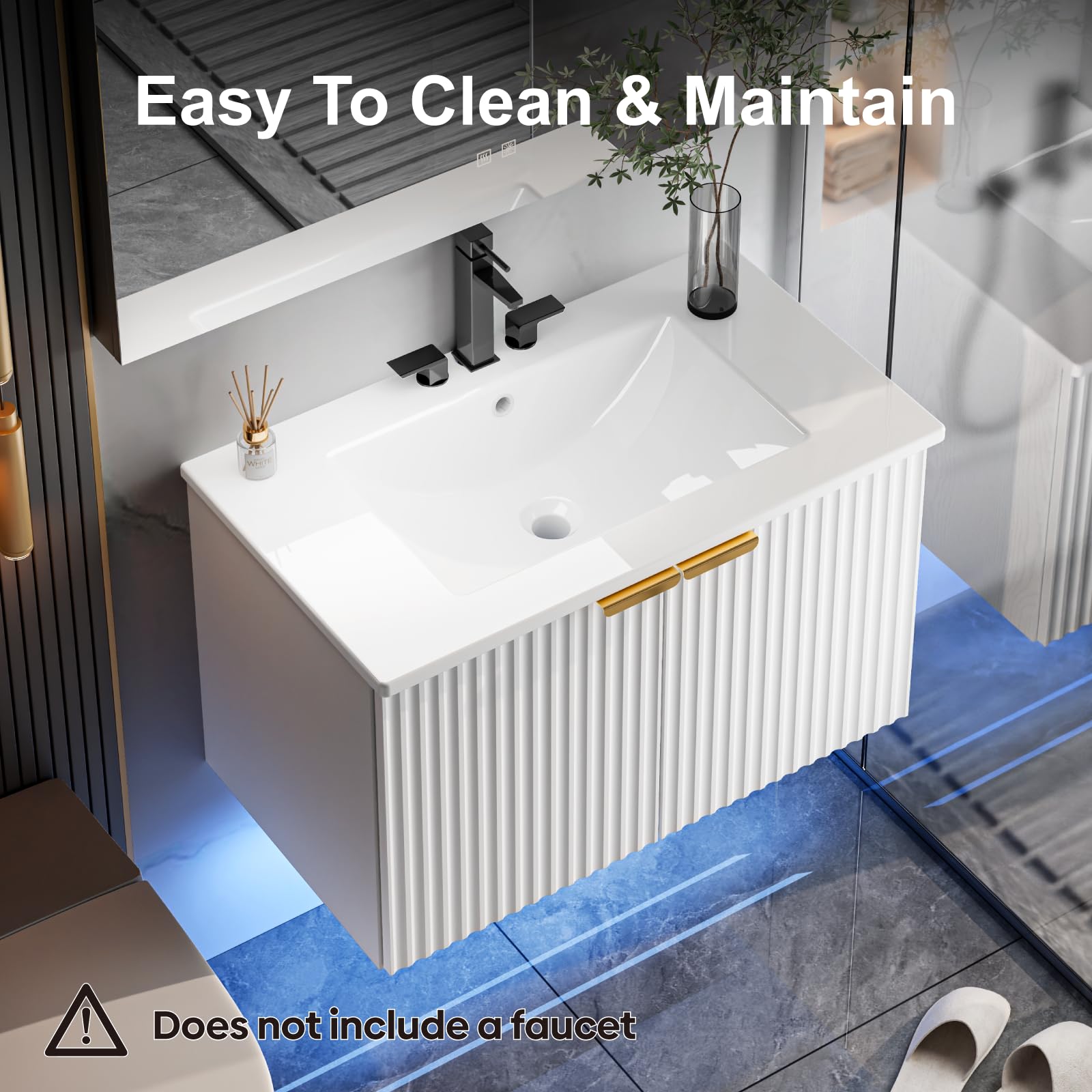 Best Wall Hung Vanity Picks for 2026 2 ELEVACHIC Bathroom Vanity with Sink, 30' Wall Mounted Floating Vanity Cabinet, M — product photo
