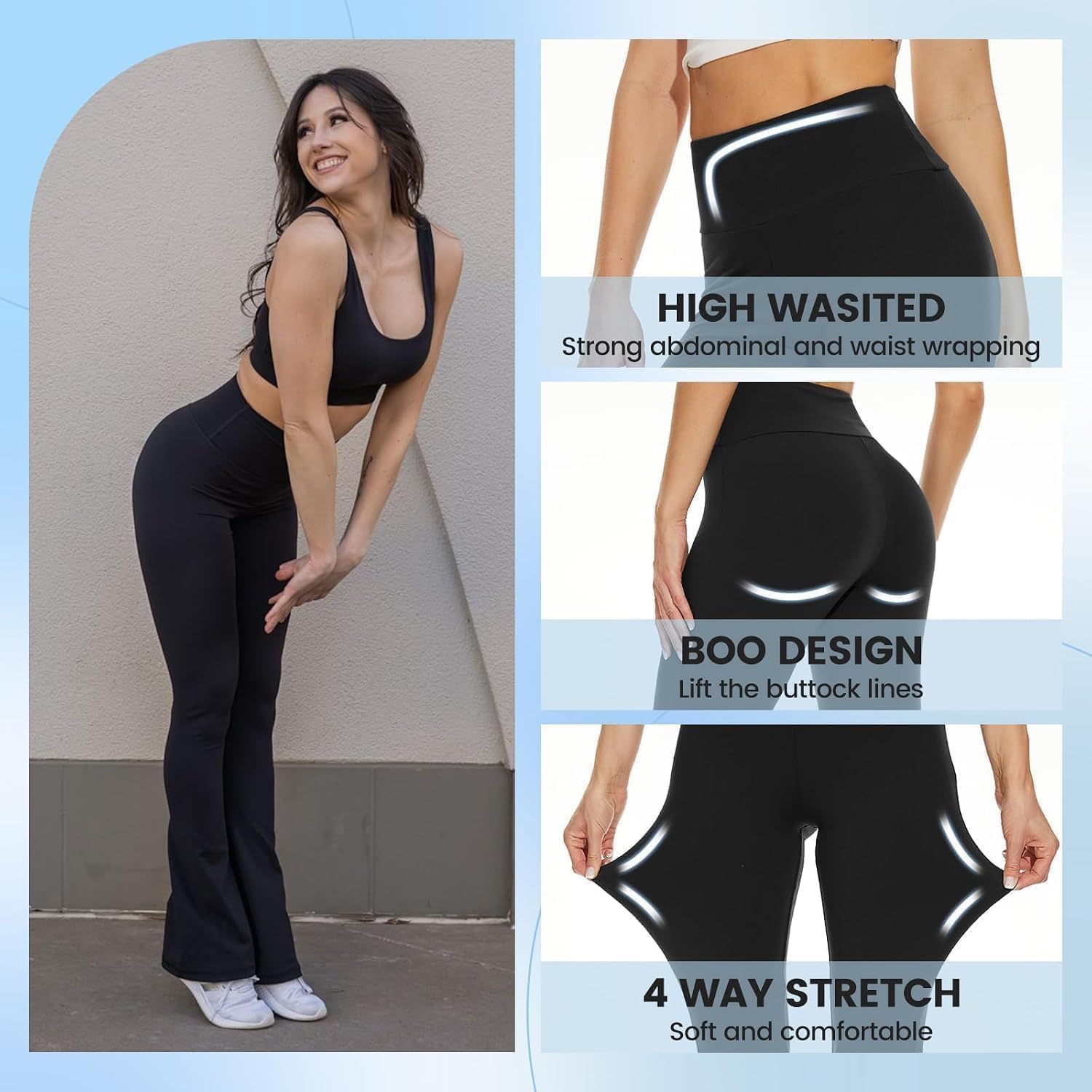  3-Pack High-Waisted Leggings with Pockets for Women, Tummy Control thumbnail
