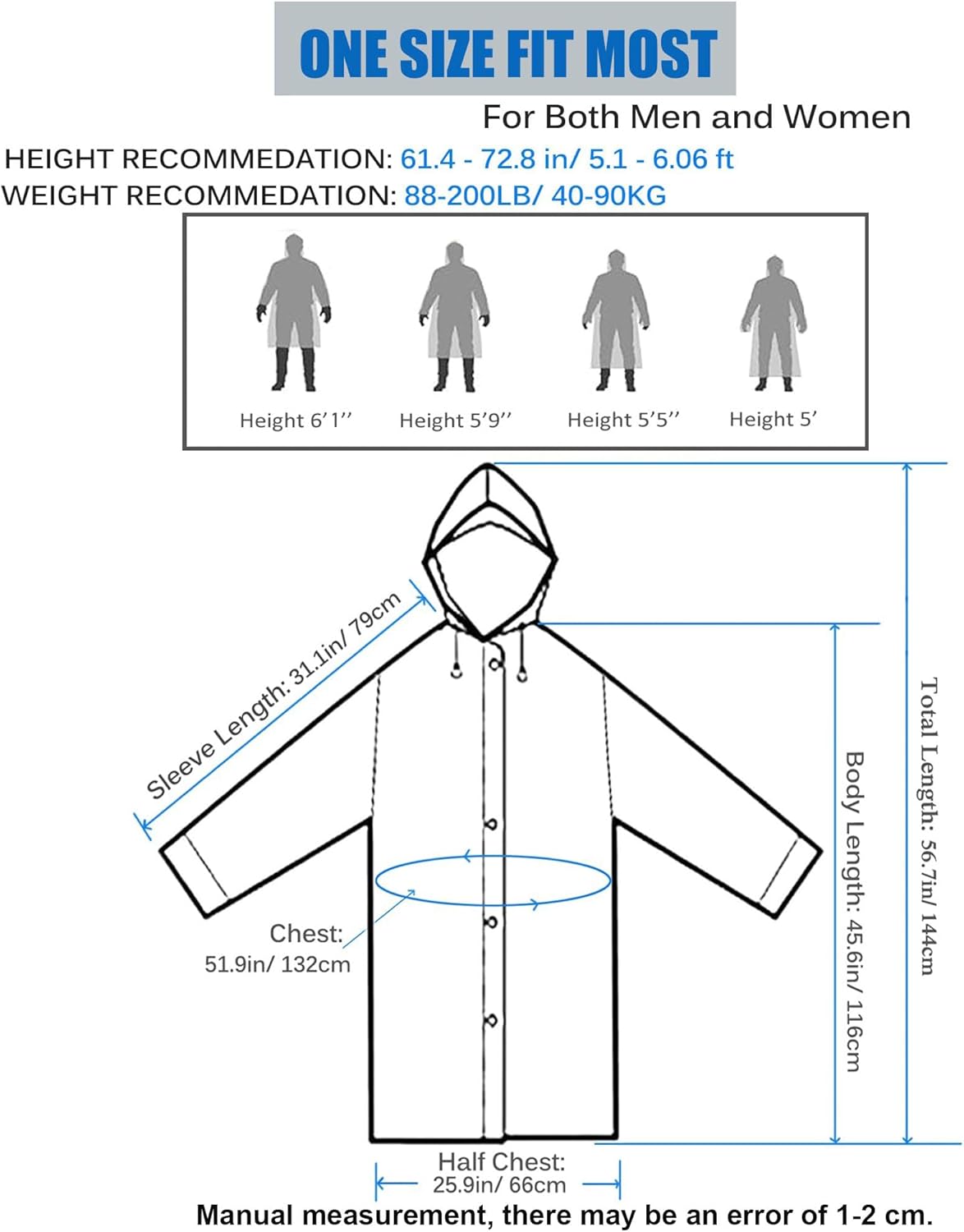 HLKZONE Raincoat, 2 Pack Rain Ponchos for Adults Travel Rain Jacket Packable Rain Coats for Women with Drawstring Hood - Image 3