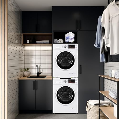 Miniatura 6 de Kit de apilamiento de lavadora y secadora, kit de apilamiento universal para lavadora y secadora, ajustable de 29/28/27/26/25/24 pulgadas, kit de