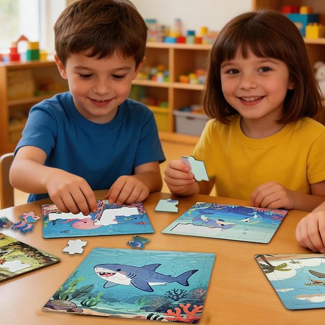 Foto 2 de 7 de HahaMagic Puzzles para Niños, Pack de 24 Puzzles 16 Piezas con Base