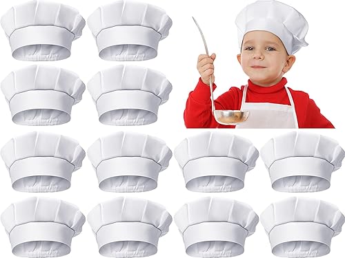 12 piezas de sombrero de chef para niños, sombrero de chef elástico para niños, para el hogar, cocina, hornear, pizza, recuerdos de fiesta