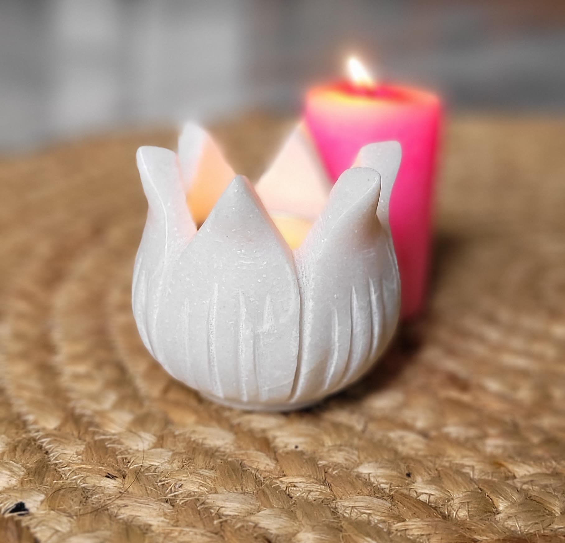 RM 3-Inch Handcrafted White Marble Candle Holder Bowl | Decorative Marble Urli for Tealight Candles, Floating Flowers, Festive Pooja, Home Temple, Wedding & Diwali Décor | Center Table Gift | 0.51 kg