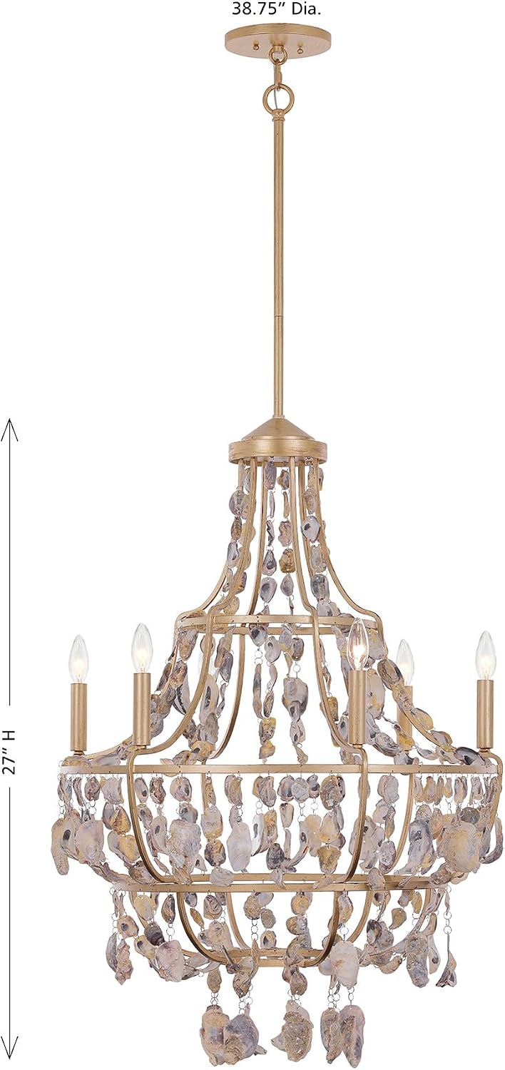Savoy House 1-8403-6-342 Leanne Coastal Oyster Shell Chandelier by Breegan Jane, 6-Light 360 Total Watts, 27" H x 39" W, Chandon