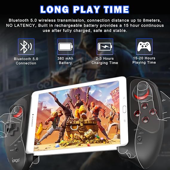Megadream Wireless Mobile Controller for iPad, Tablet (11), iPhone 16/15/14/13, Android Gamepad for Galaxy Z Fold4, Galaxy Z Flip4, Galaxy S23 S22 21Ultra, PC - MFi Certified - Call of Duty - Genshin Impact, Black