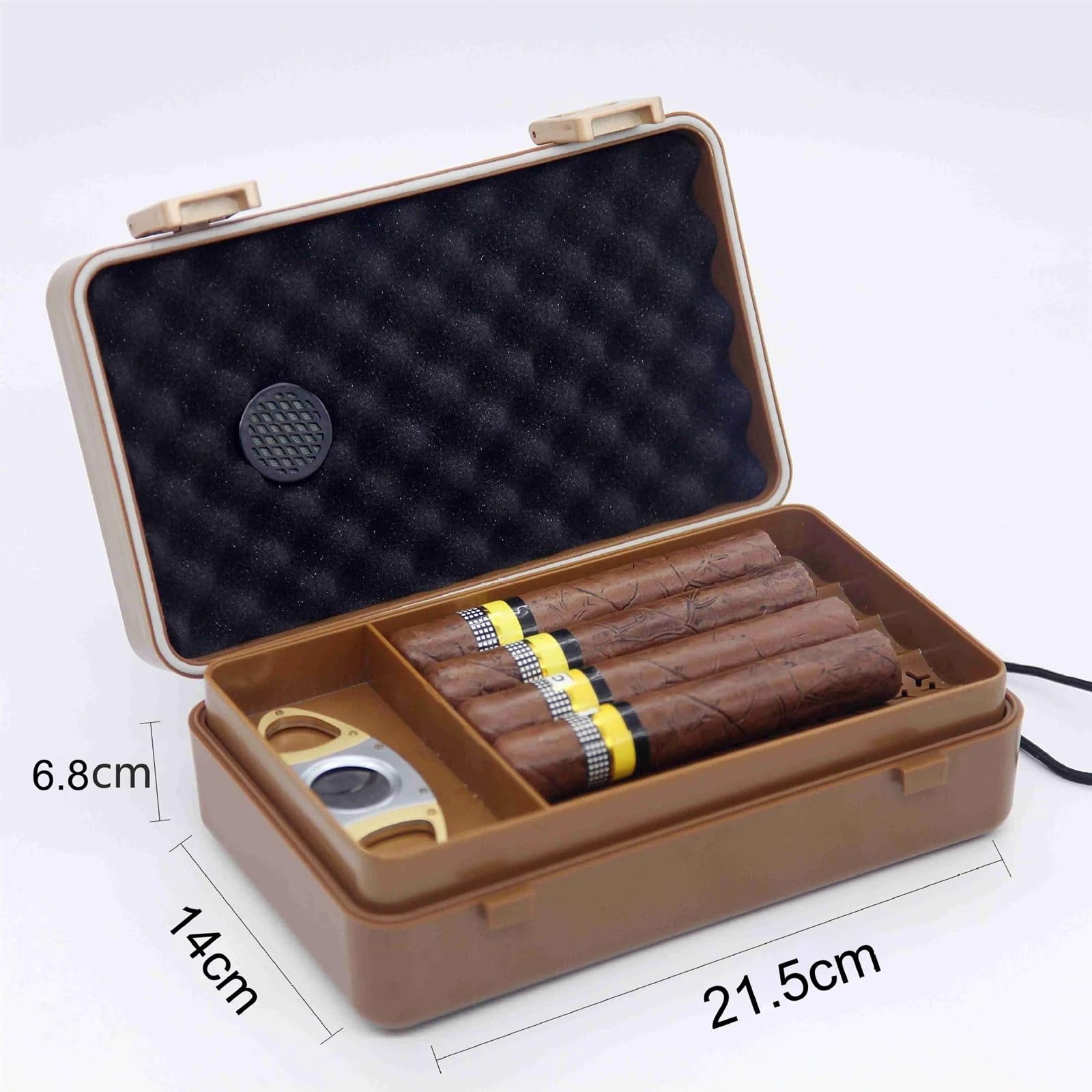 Humidor Portatile for sigari in ABS, Grande capacità, Porta sigari Cubano, Scatola Porta sigari Portatile, Accessori da Viaggio, Scatola for sigari(Khaki)