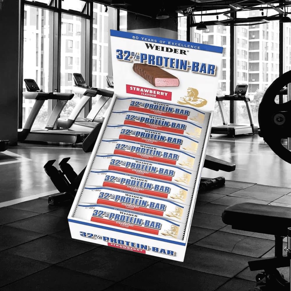 WEIDER 32% High Protein Bar, Baretta Proteica al gusto di Fragola, 12 x 60 g
