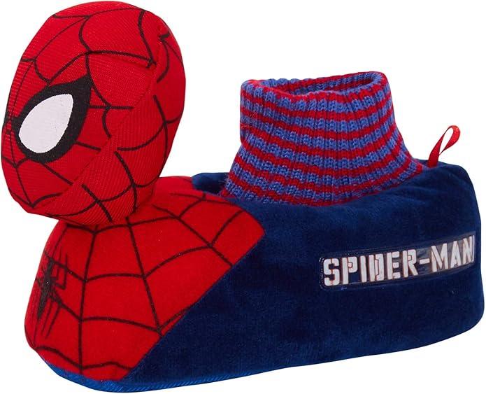 MARVEL Boys Spiderman 3D Slippers Kids Avengers Novelty Fleece Slipper