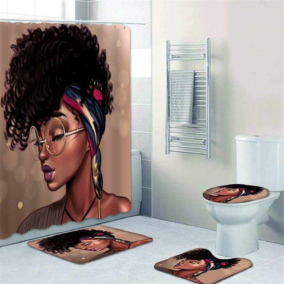 black woman shower curtain