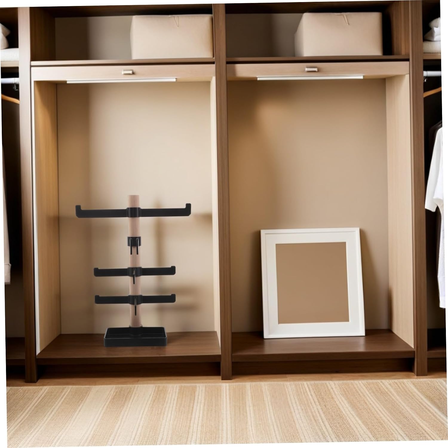 Bike Gear Organizer for Desk, Eyeglass Holder Rack with Multi Tiers | Wood and Plastic Build, Modern Style, Space Saving Design, Easy Installation
