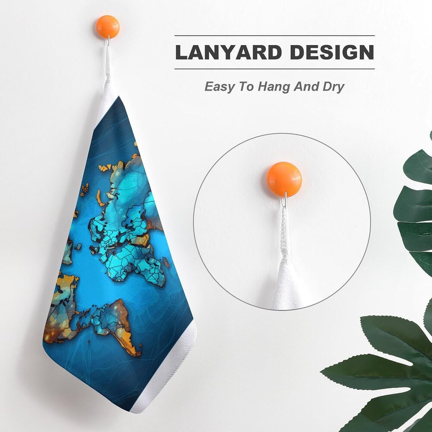 1PCS Kitchen Towels Set Super Absorbent Dish Towels 12 X 12 Inches Multipurpose Dishcloth World Map Hand Towel Microfiber Cleaning Cloth for Cooktop Dishes Sinks Dishcloths image 5