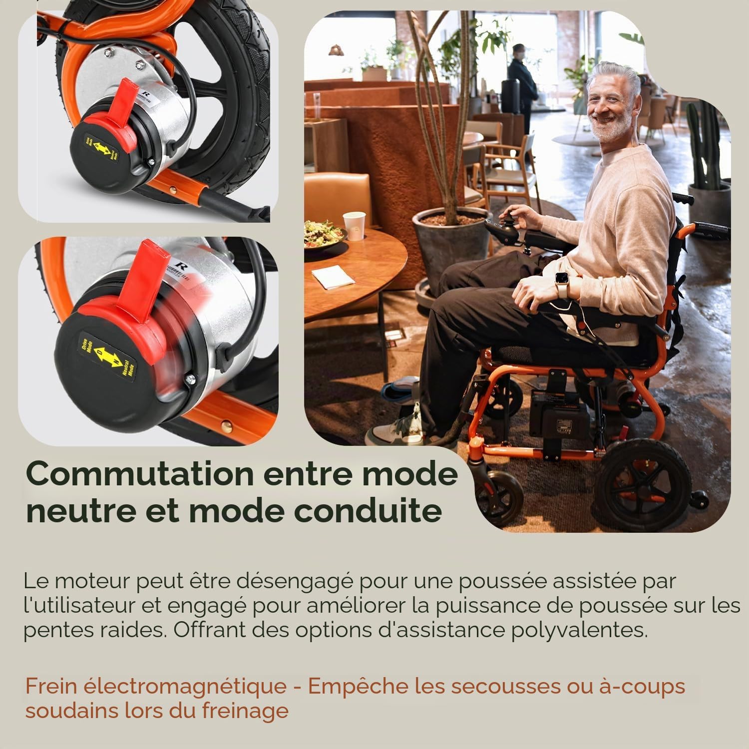 SuperHandy GoRide 2 Fauteuil roulant électrique, 150 kg, pliable | Seulement 19 kg; 2 moteurs sans balais de 250 W, rotation sur place, frein électromagnétique et design portable