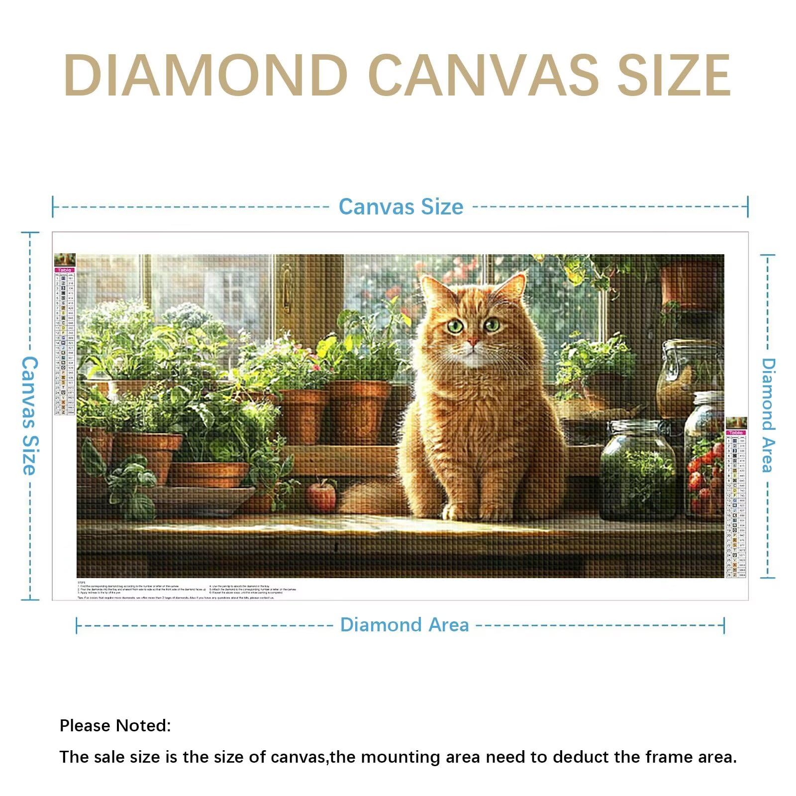 Diamond Painting Grande 160x80cm Gato Diamond Painting Adultos, DIY Animal Pintura de Diamante Manualidades Adultos, 5D Cuadrado Rhinestone Bordado Punto de Cruz para Home Decoration Regalo 0J-329