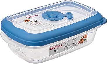 Pote Retangular Plástico, 220ml, Transparente/Azul, Sanremo